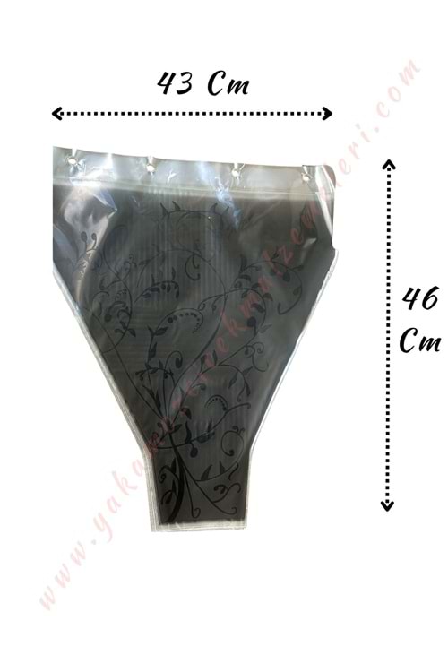 Çiçek - Buket Paketleme Poşeti Desenli 100 Adet 43*46 Cm YK-347 - Siyah