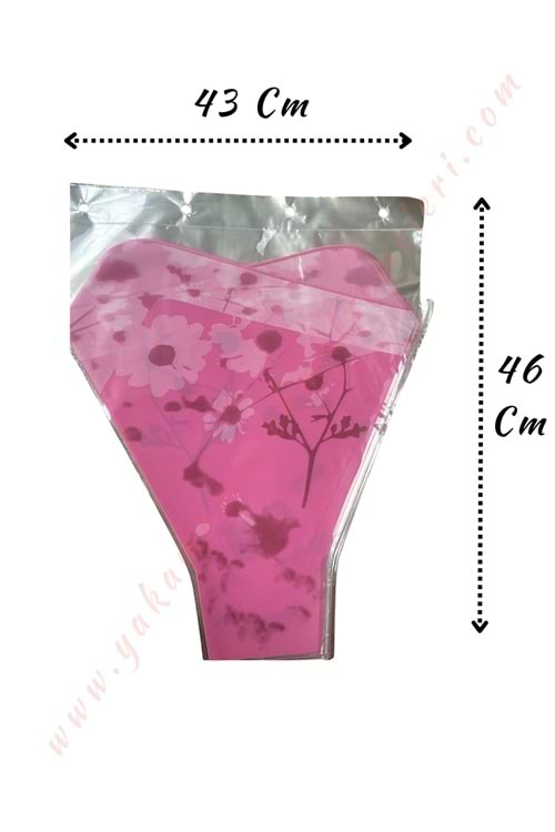 Çiçek - Buket Paketleme Poşeti Desenli 100 Adet 43*46 Cm YK-346 - Pembe