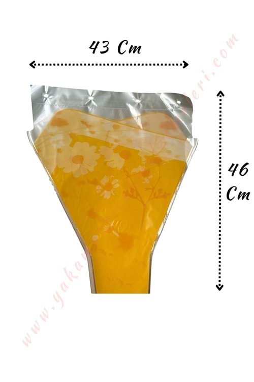 Çiçek - Buket Paketleme Poşeti Desenli 100 Adet 43*46 Cm YK-346 - Sarı