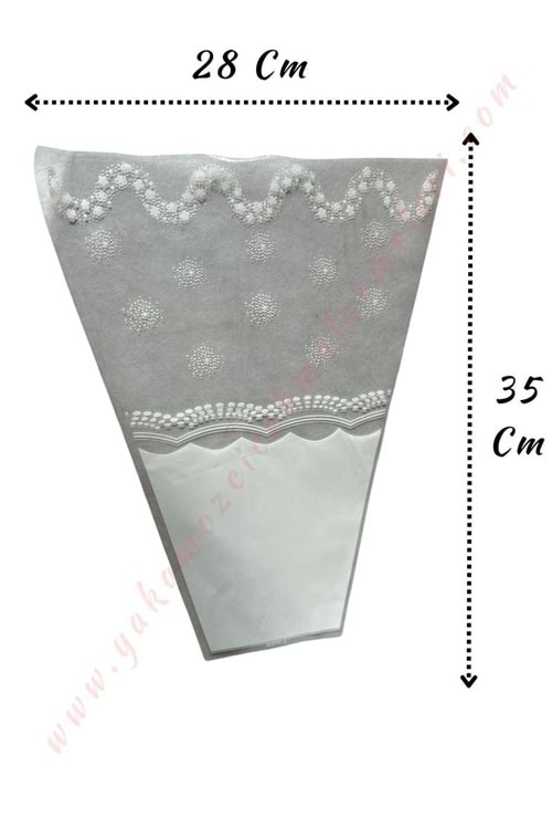 Çiçek - Buket Paketleme Poşeti Desenli Beyaz 100 Adet 28*35 Cm YK-309