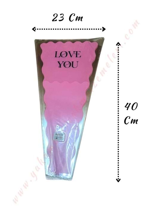 Çiçek - Buket Paketleme Poşeti Desenli 50 Adet 23*40 Cm YK-290 - Açık Pembe