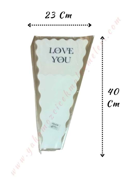 Çiçek - Buket Paketleme Poşeti Desenli 50 Adet 23*40 Cm YK-290 - Beyaz