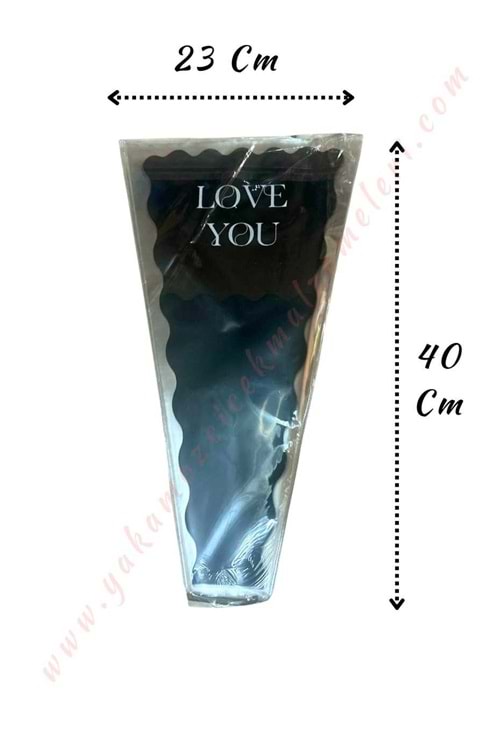 Çiçek - Buket Paketleme Poşeti Desenli 50 Adet 23*40 Cm YK-290 - Siyah