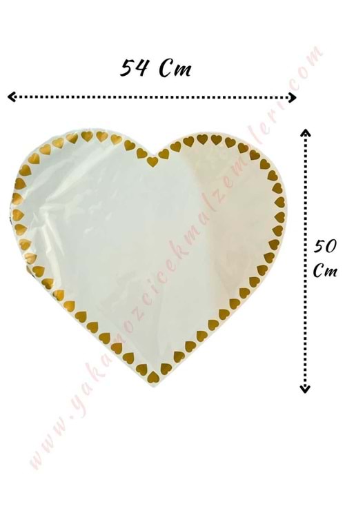 Kalp Selefon Çiçek Buket Paketleme Malzemesi 54*50 Cm 10 Adet YK-292 - Beyaz