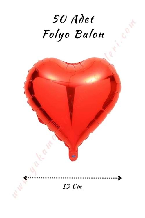 FOLYO BALON 50 ADET KIRMIZI DÜZ 13*13 CM YK-339