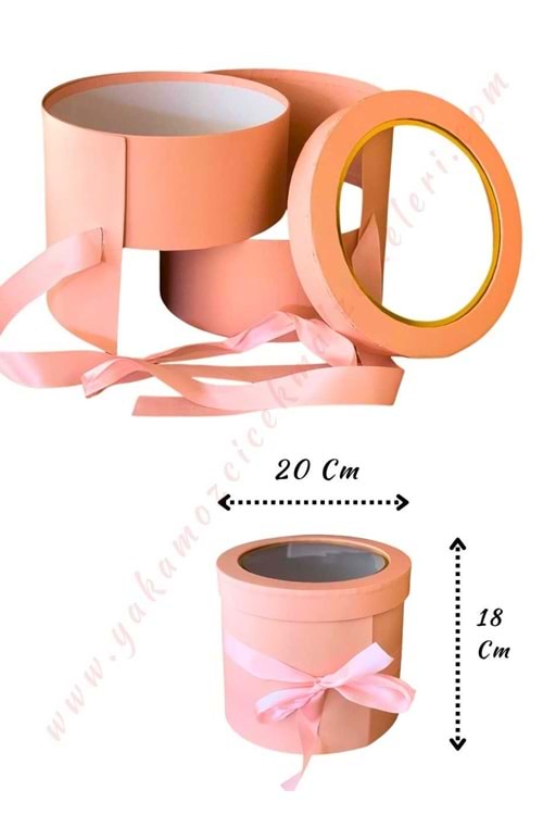Açılabilir Bölmeli Şeffaf Kapaklı Silindir Kutu Çap 20 Cm YK-327 - Pembe