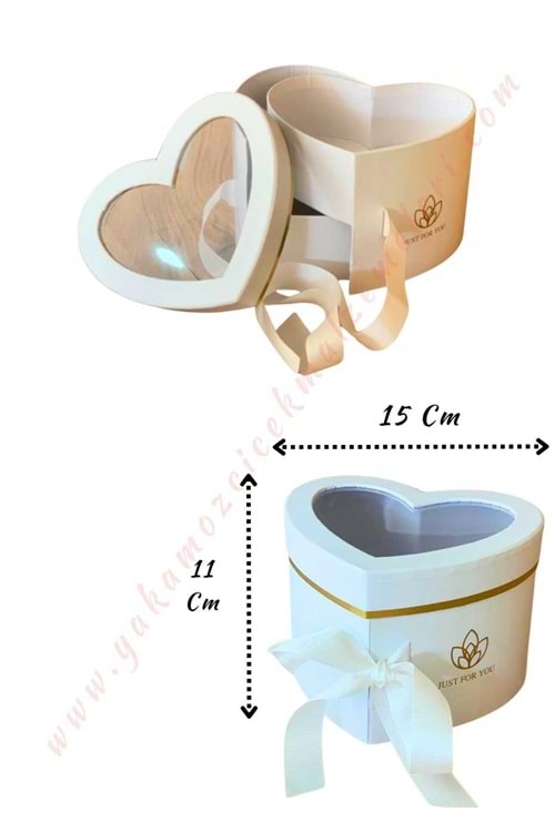 Açılabilir Bölmeli Şeffaf Kapaklı Kalp Kutu Küçük Boy 15*11 Cm YK-332 - Beyaz