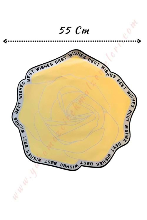 Gül Selefon Çiçek Buket Paketleme Malzemesi 55 Cm Çap 10 Adet YK-264 - Açık Sarı