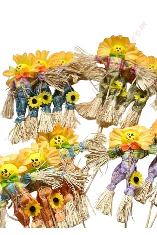 Cadılar Bayramı Halloween Ayçiçeği Korkuluk 12 Adet Boy 20 Cm Yükseklik 35 Cm YK-377 - Sarı