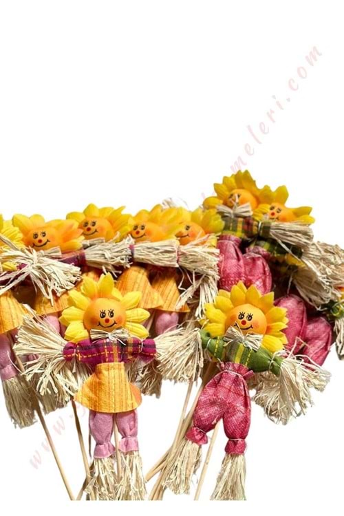 Cadılar Bayramı Halloween Ayçiçeği Korkuluk 12 Adet Boy 20 Cm Yükseklik 35 Cm YK-376 - Pembe