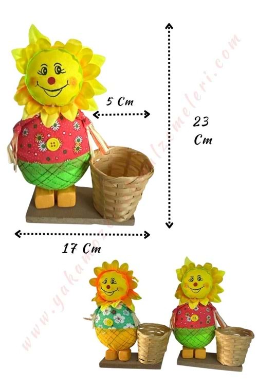 Sepetli Ayçiçeği Çift Skulent Kaktüs Saksısı Halloween 2 Adet YK-383