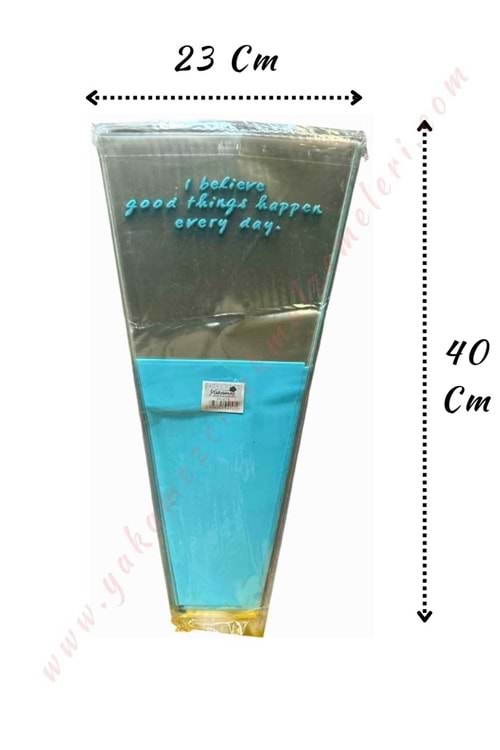 Çiçek - Buket Paketleme Poşeti 50 Adet 23*40 Cm YK-279 - Mavi