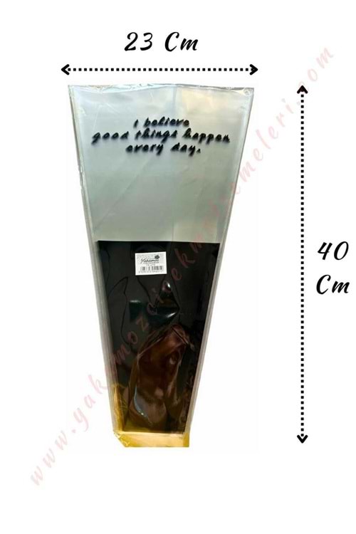 Çiçek - Buket Paketleme Poşeti 50 Adet 23*40 Cm YK-279 - Siyah