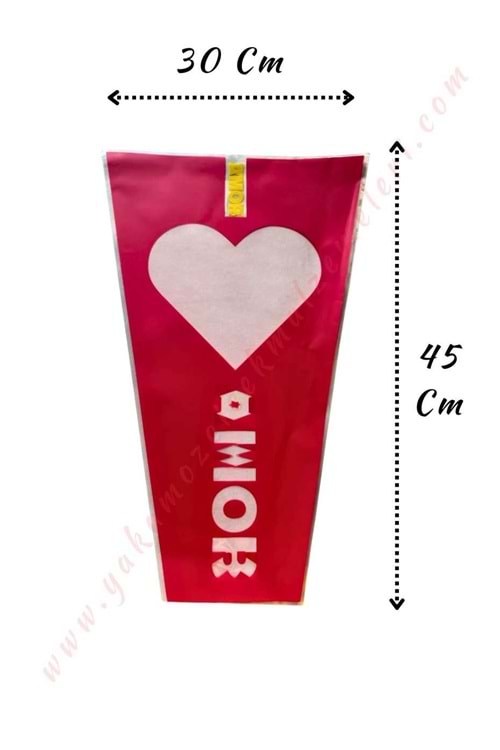 Çiçek - Buket Paketleme Poşeti Amor Yazılı 50 Adet 30*45 Cm YK-280 - Kırmızı