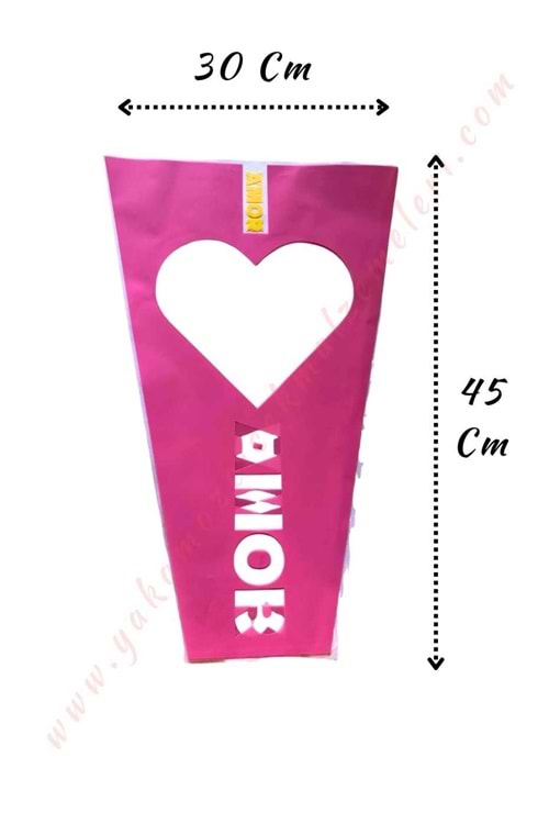 Çiçek - Buket Paketleme Poşeti Amor Yazılı 50 Adet 30*45 Cm YK-280 - Pembe