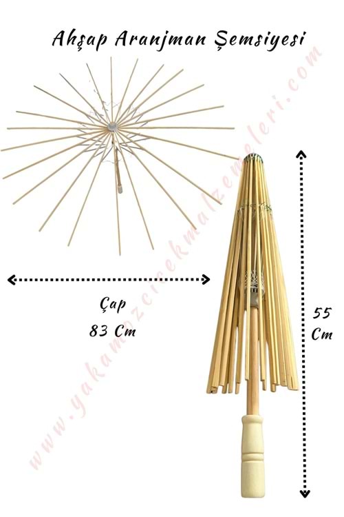 Ahşap Çiçek Aranjman Şemsiyesi Çap 83 Cm Boy 55 Cm YK-400