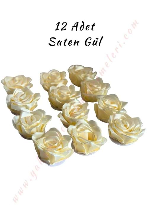 Saten Gül 12 li Paket YK-424 - Krem