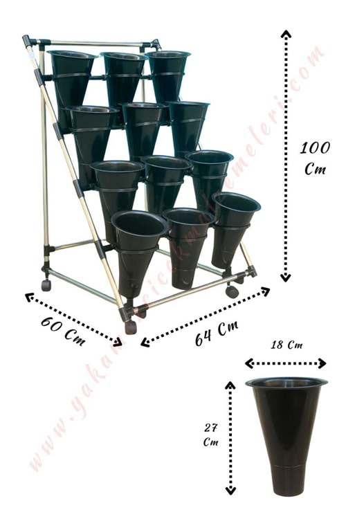 Çiçek Standı 12 li Siyah Kovalı YK-427