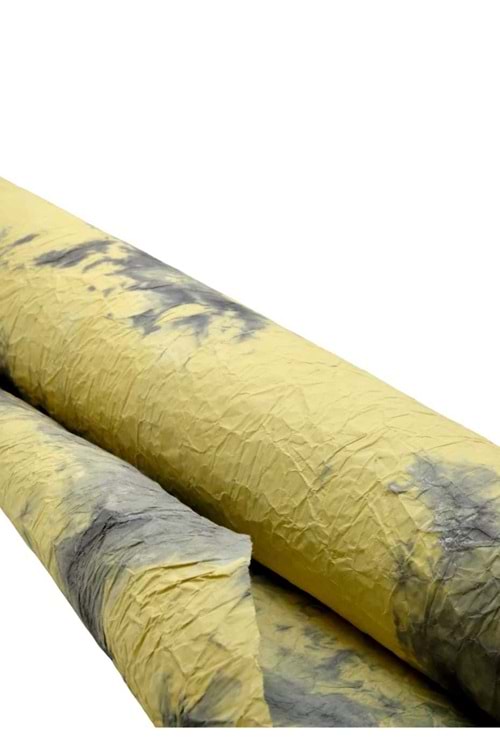 Buruşuk Kağıt Ebruli - Buruşuk Kağıt - Ebruli - Sarı-Siyah - 58 CM X 9 METRE