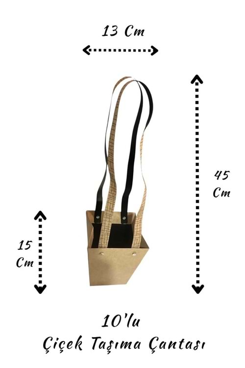 Kraft Çiçek Taşıma Çantası 10 Adet ÇANTA35 - Açık Kahverengi