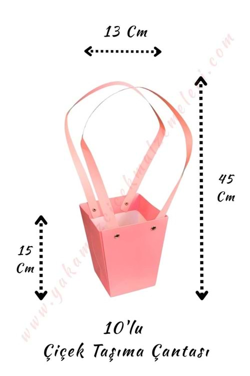 Kraft Çiçek Taşıma Çantası 10 Adet ÇANTA35 - Açık Pembe
