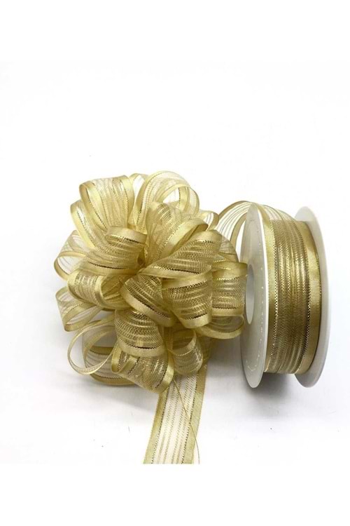 Kurdele Çekme - Kurdele Modelleri - Çekme Kurdele - Altın - Gold - 2,5 CM X 20 METRE