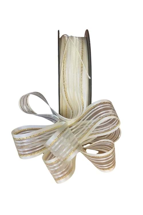 Kurdele Çekme - Kurdele Modelleri - Çekme Kurdele - Krem - 2,5 CM X 20 METRE