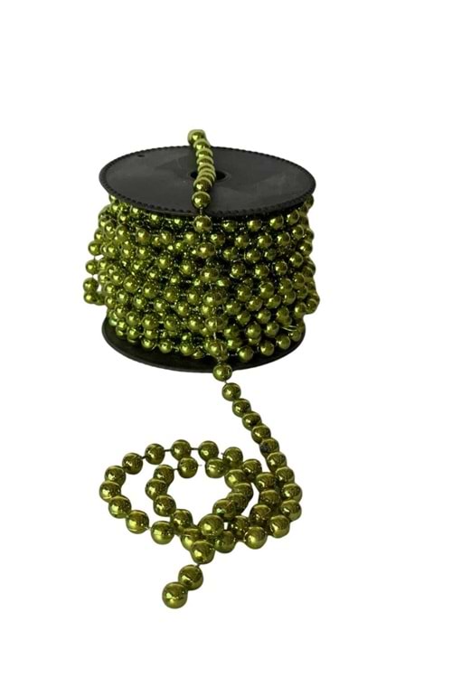 İnci Boncuk Kurdele Parlak Renkler - Kurdele Modelleri - Boncuk İnci - Açık Yeşil - 8 MM X 7 METRE