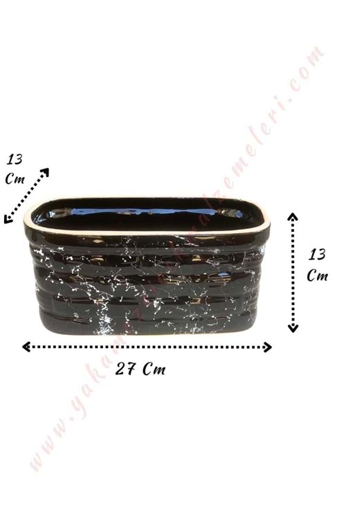 Dikdörtgen Seramik Orkidelik 27*13*13 Cm - Siyah