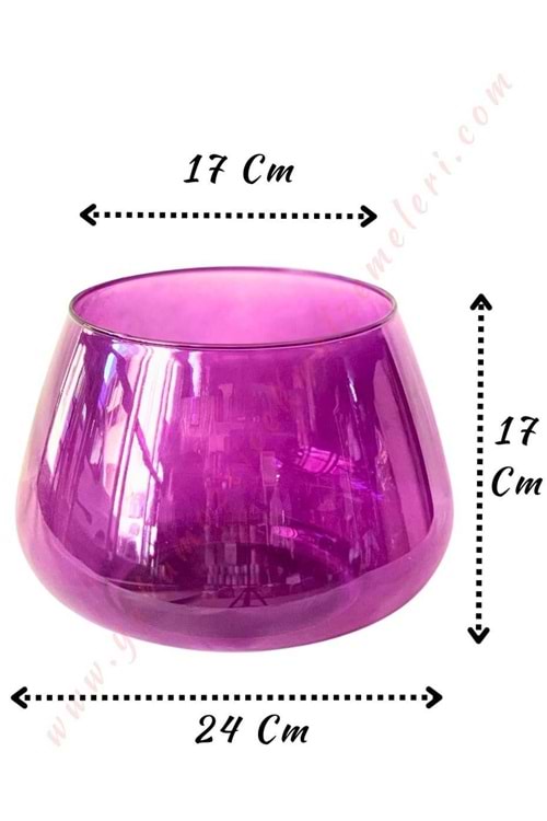 Cam Paşa Fanus Mor Büyük 24*17 Cm Ağız Çapı 17 Cm