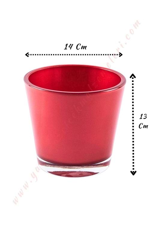 Cam Orkide Saksısı Kırımızı 14*13 Cm Orkidelik 4 Lü Koli