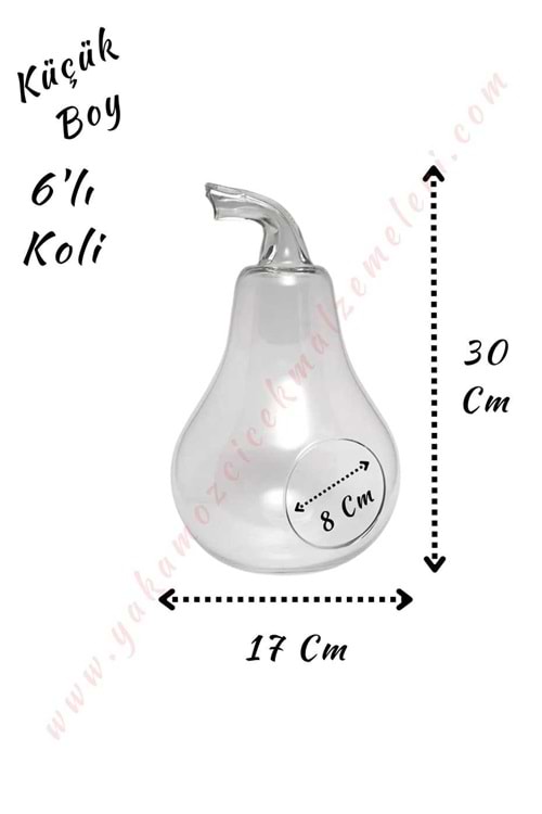 Cam Teraryum Armut Küçük Boy 17*30 Cm Ağız Çapı 8 Cm 6 Lı Koli - Armut