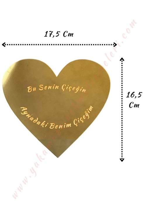 Pleksiglas Buket Süsleme Aynası 17,5 Cm En x 16,5 Cm Boy - Bu Senin Çiçeğin Gold