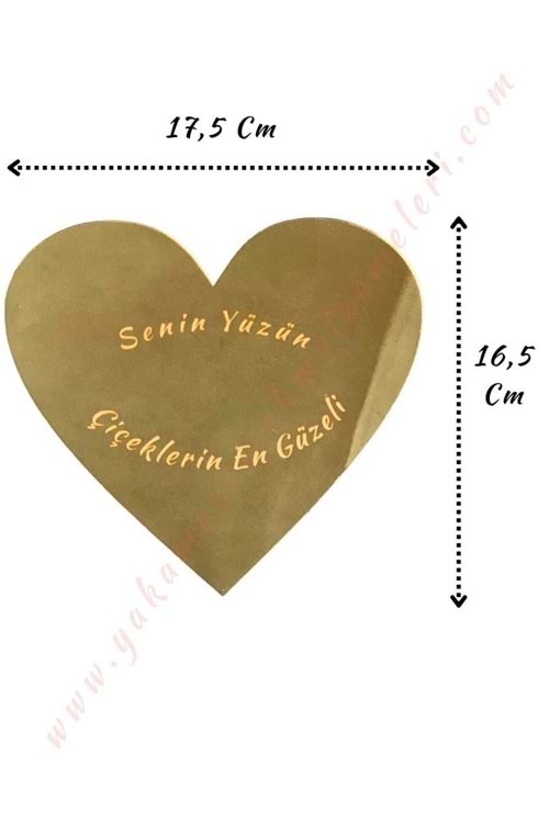 Pleksiglas Buket Süsleme Aynası 17,5 Cm En x 16,5 Cm Boy - Çiçeklerin En Güzeli Gold