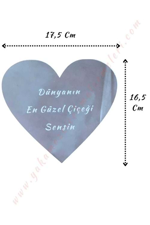 Pleksiglas Buket Süsleme Aynası 17,5 Cm En x 16,5 Cm Boy - Dünyanın En Güzel Çiçeği Gümüş
