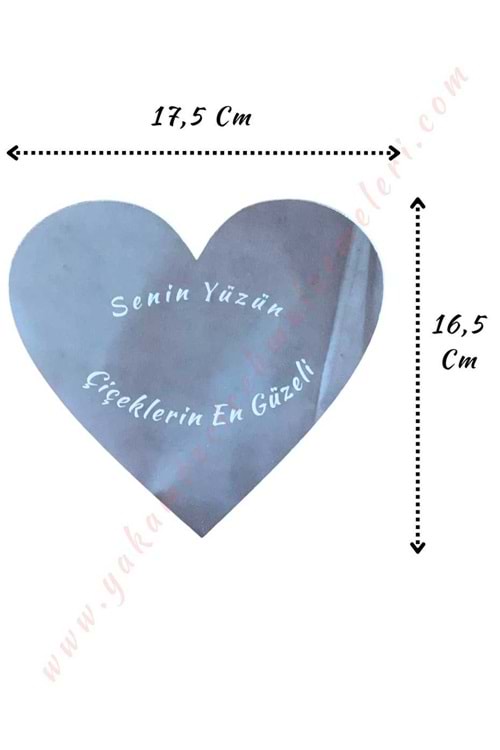 Pleksiglas Buket Süsleme Aynası 17,5 Cm En x 16,5 Cm Boy - Çiçeklerin En Güzeli Gümüş