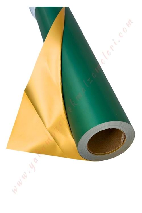Rulo Selefon Çift Renkli Gold Çiçek Buket Paketleme Malzemesi 25 Metre 70 Cm En 65 Mikron YK-2350 - Yeşil