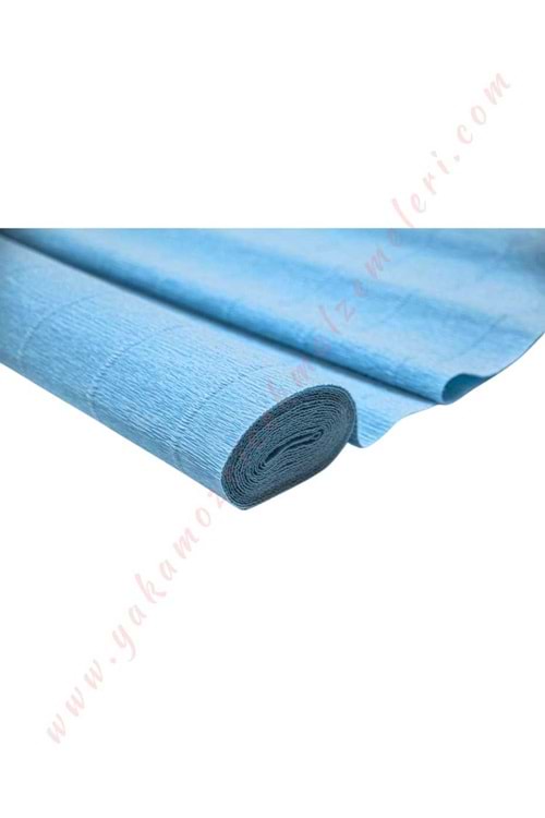 Krapon Krep Çağdaş Çiçek Hediye Paketleme Kağıdı Boy 2,5 Metre En 50 Cm - Açık Mavi