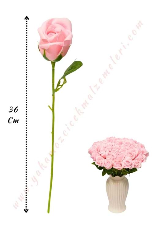 50 Adet Dallı Sabun Gül - Açık Pembe 692-7