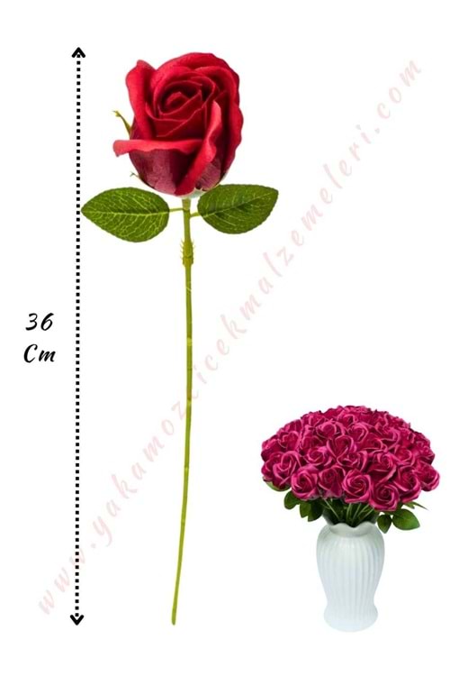 50 Adet Dallı Sabun Gül - Bordo 692-22