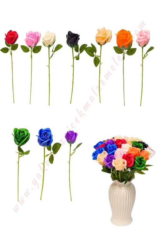 50 Adet Dallı Sabun Gül - MİX Çok Renkli 692-3
