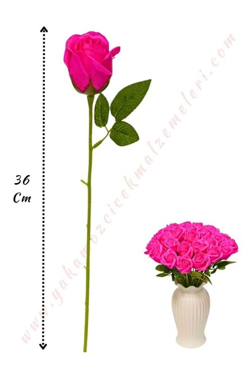 50 Adet Dallı Sabun Gül - Koyu Pembe 692-8