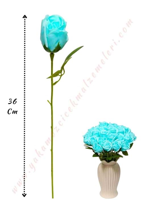 50 Adet Dallı Sabun Gül - Turkuaz 692-16
