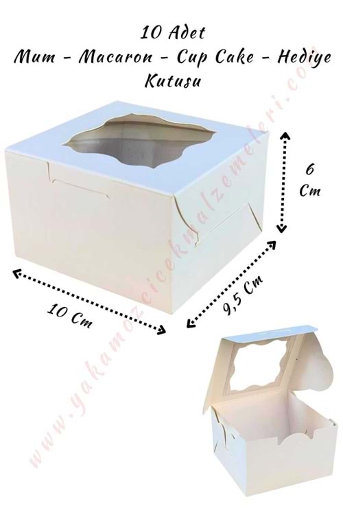 Mum Kutusu Pencereli Cup Kek Makaron Sunumuna Uygun 10*6 Cm 10 Adet