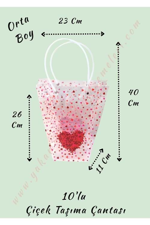 Kalpli Çiçek Taşıma Çantası 10 Adet Orta Boy YK-2915