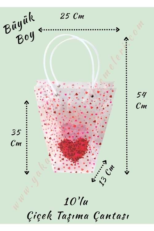 Kalpli Çiçek Taşıma Çantası 10 Adet Büyük Boy YK-2916