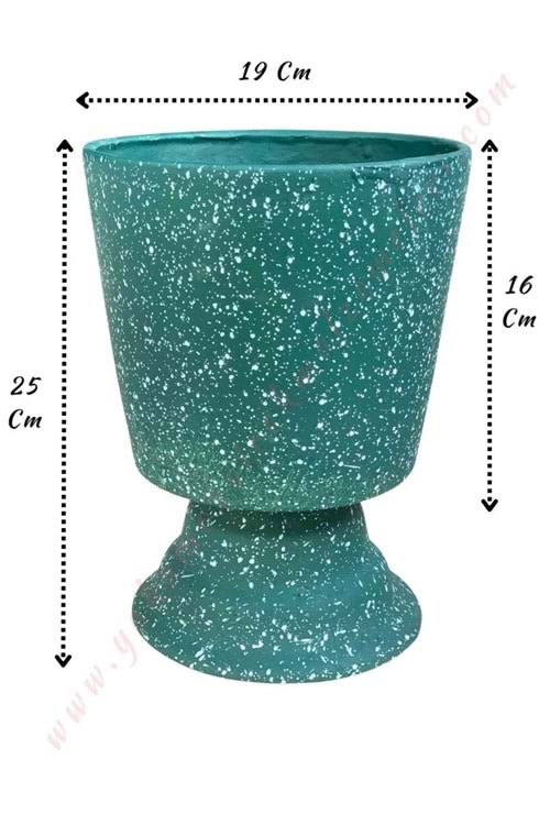 Ayaklı Seramik Vazo Yeşil Çap 19 Boy 25 Cm Derinlik 16 Cm