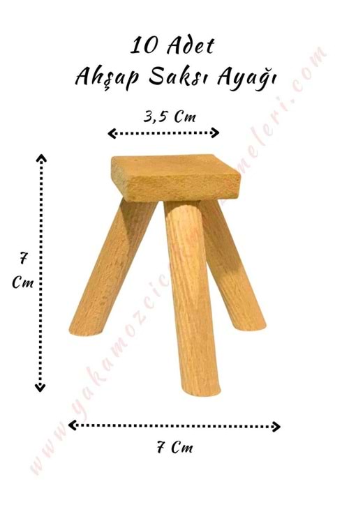10 Adet Saksı Ayağı Ahşap 7*7 Cm