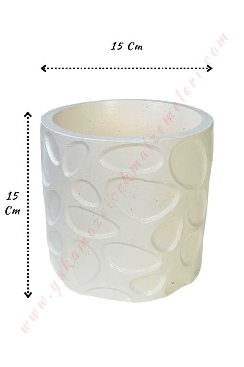 Kabartmalı Seramik Orkide Saksısı 15*15 Cm - Beyaz