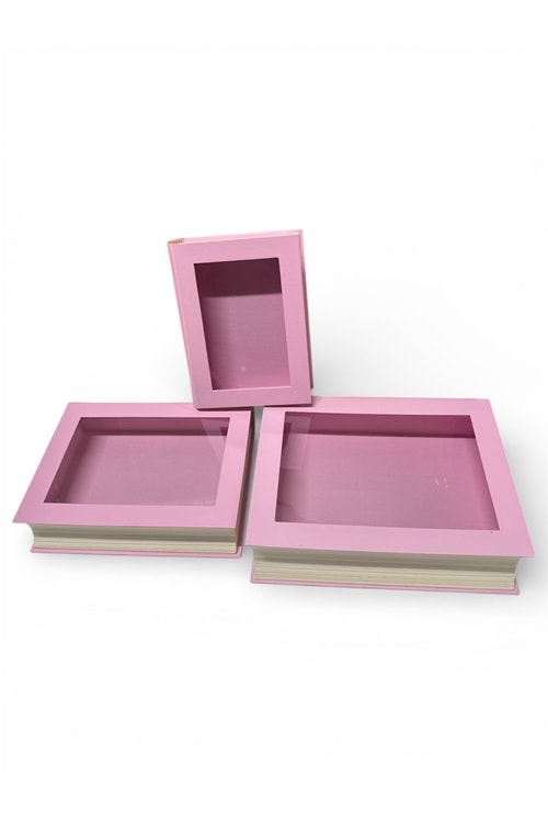 KUTU Pencereli Kitap 3 LÜ - Açık Pembe